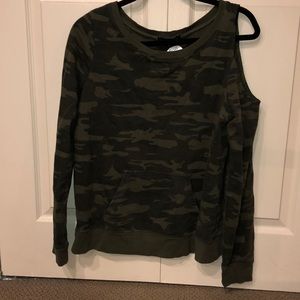 Camo Long Sleeve One Cold Shoulder Sweatshirt